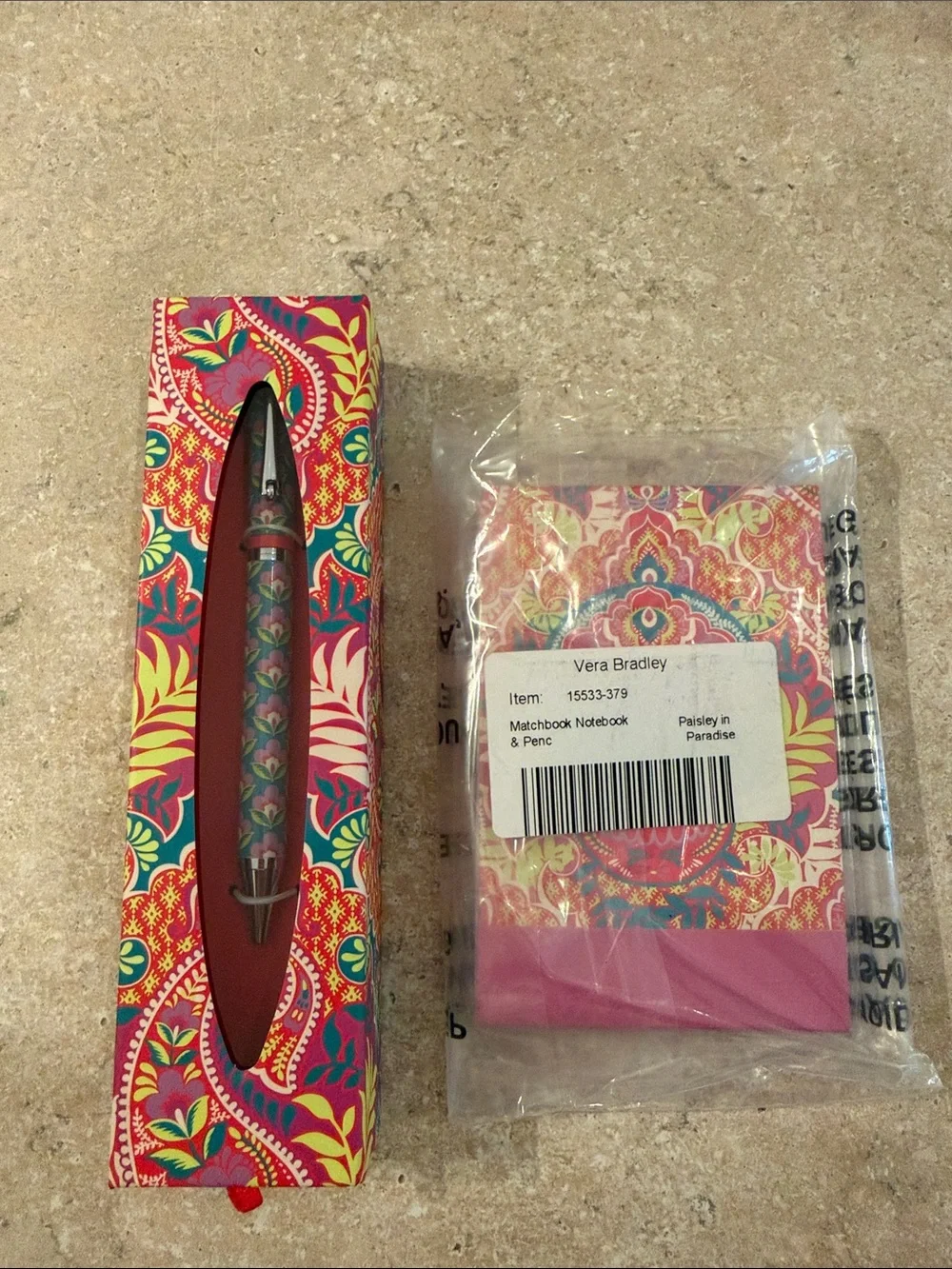 Vera Bradley Paisley in paradise Ballpoint Pen with matching notepad
